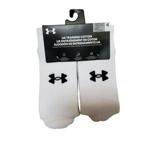 Under Armour Unisex UA Training Cotton Crew Socks 6-Pack White SIZE L